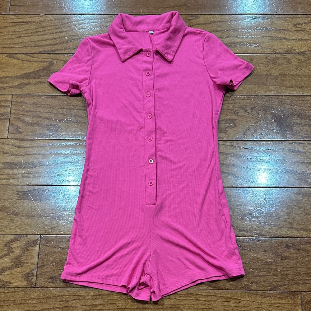 Pink Polo Short-Sleeve Romper